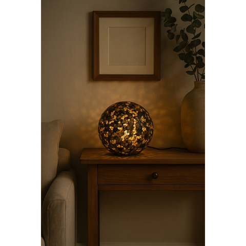 Black and gold glass lamp