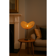 Rattan and Brass Side Table Lamp in modern living room