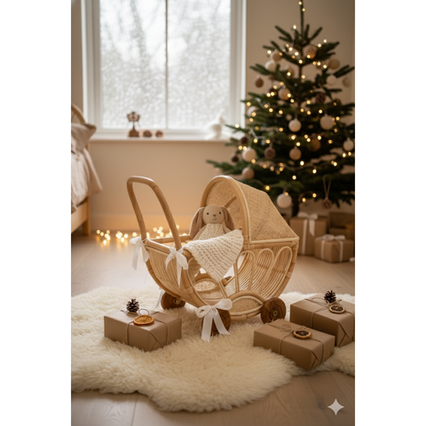 Wildflower Vintage Rattan Toy Pram