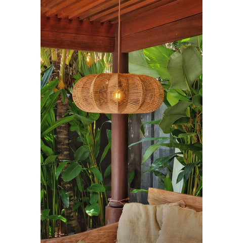 Beautiful star lampshade woven from pandan rope. Tropical lighting by Collectiviste UK.