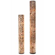 Gold cylinder floor lamps - Midas by Collectiviste. Handcrafted with gold oyster shells. 2 sizes - 150cm & 200cm