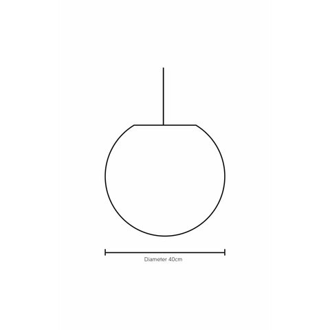 Dimension drawing of Mares white globe ceiling light 40cm