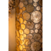 collectiviste lighting midas gold oyster shell, unusual floor lamp. Detailed close up.