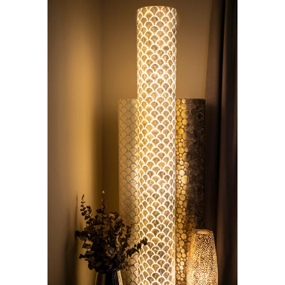 Unique and Unusual Floor Lamps by Collectiviste. Handcrafted from white and gold mother of pearl.