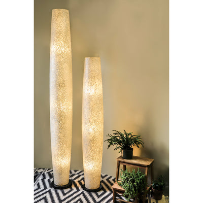 Tall white floor lamps - Elara by Collectiviste. Handcrafted mother of pearl tall lamps in two heights - 150cm and 200cm