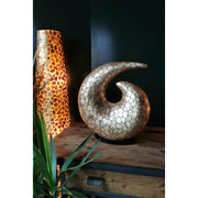 Gold lamp sculpture. Pebble Swirl Lamp by Collectiviste.