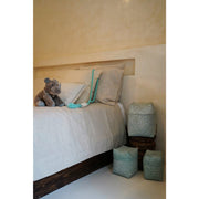 Eco-friendly bamboo blue storage baskets for boy's bedroom.