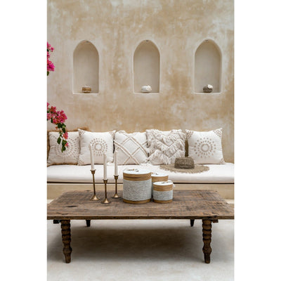 White trinket boxes on display in stunning Mediterranean villa. Flores by Collectiviste.