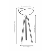 Dimension drawing of Truffle black tripod floor lamp by Collectiviste