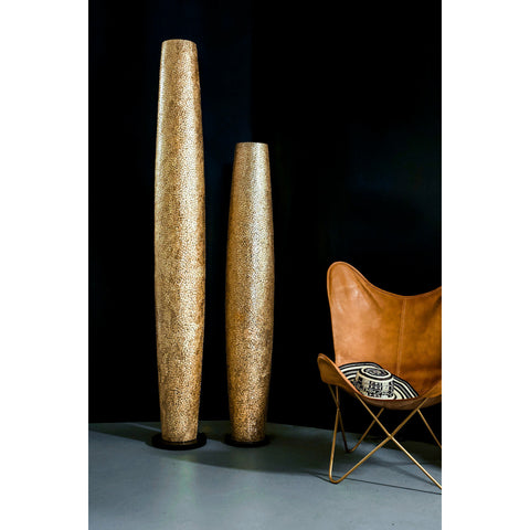 Callisto tall gold floor lamps by Collectiviste. 200cm and 150cm tall lamps.