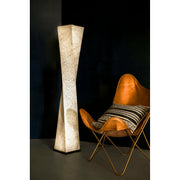 White Mother of Pearl Twisted Floor Lamp - Elara by Collectiviste