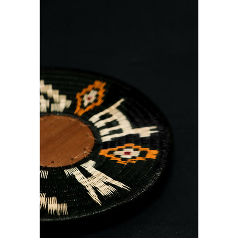 Black Werregue Plate with Orange and White Motif